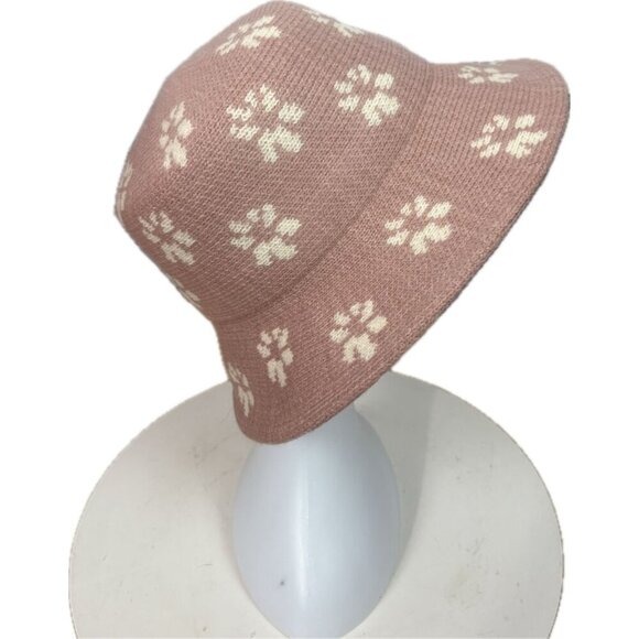San Diego Hat Co. Dusty Rose Floral Detail Wool Blend Machine Knit Bucket Hat - Picture 5 of 6